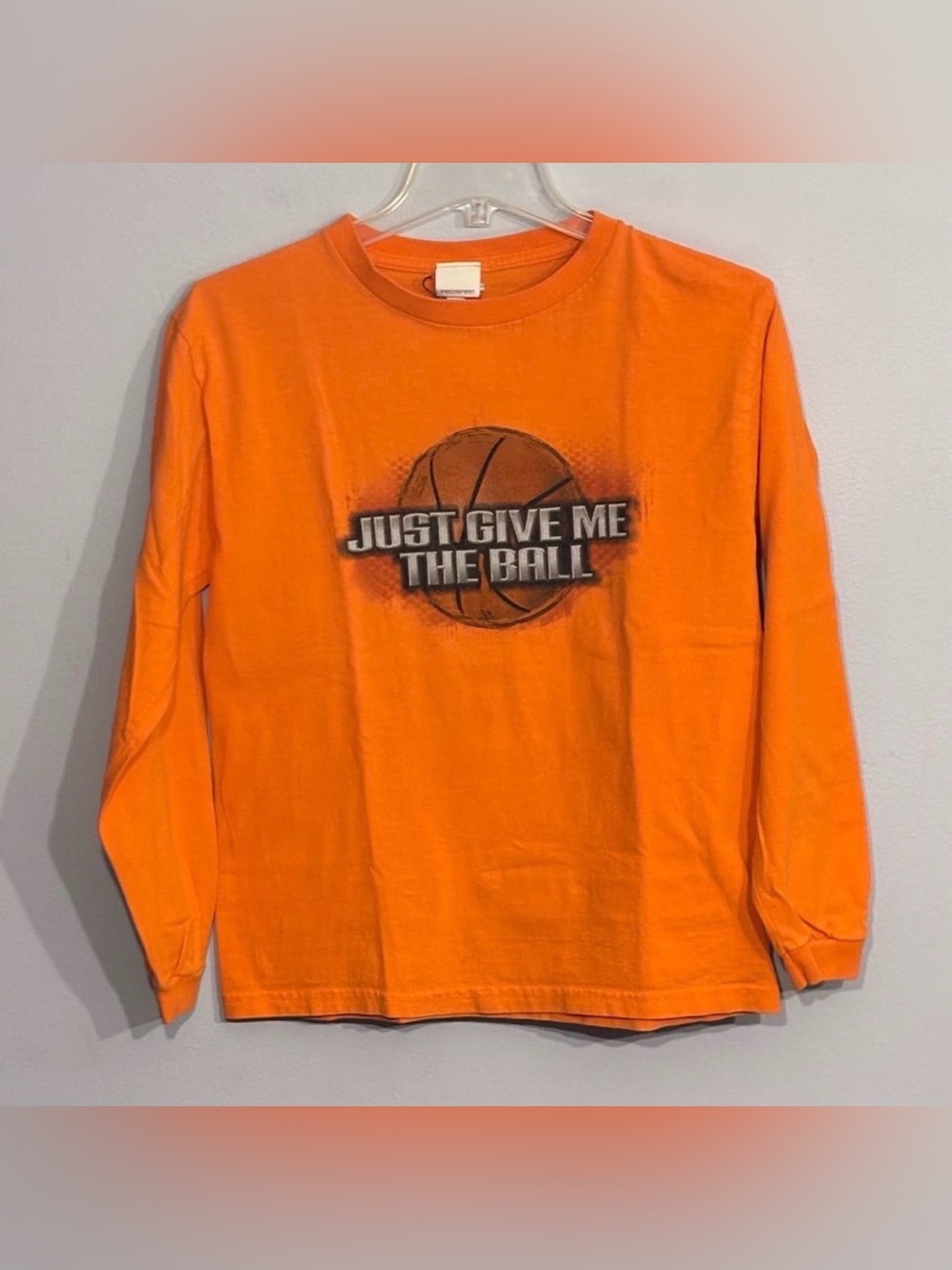 Prospirit Boys Girls Basketball Long Sleeve 100% Cotton Unisex Orange T-shirt L